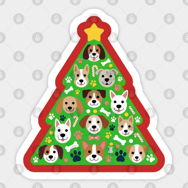 Festive Dog Christmas Tree Sticker by Creatifly Graphic Tees